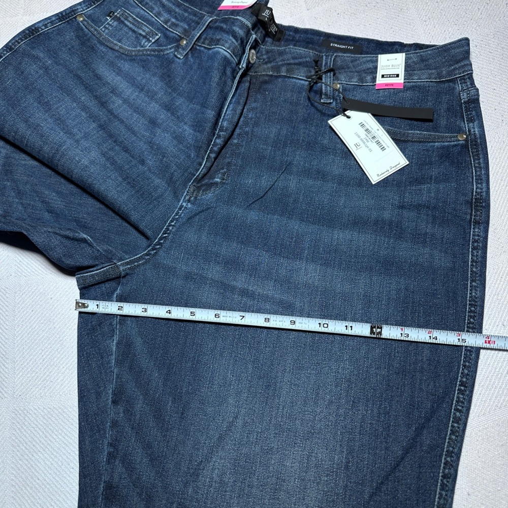 NEW Judy Blue Straight Leg Jeans Women 24W Petite Tummy Control Mid Rise Dark - Picture 13 of 14